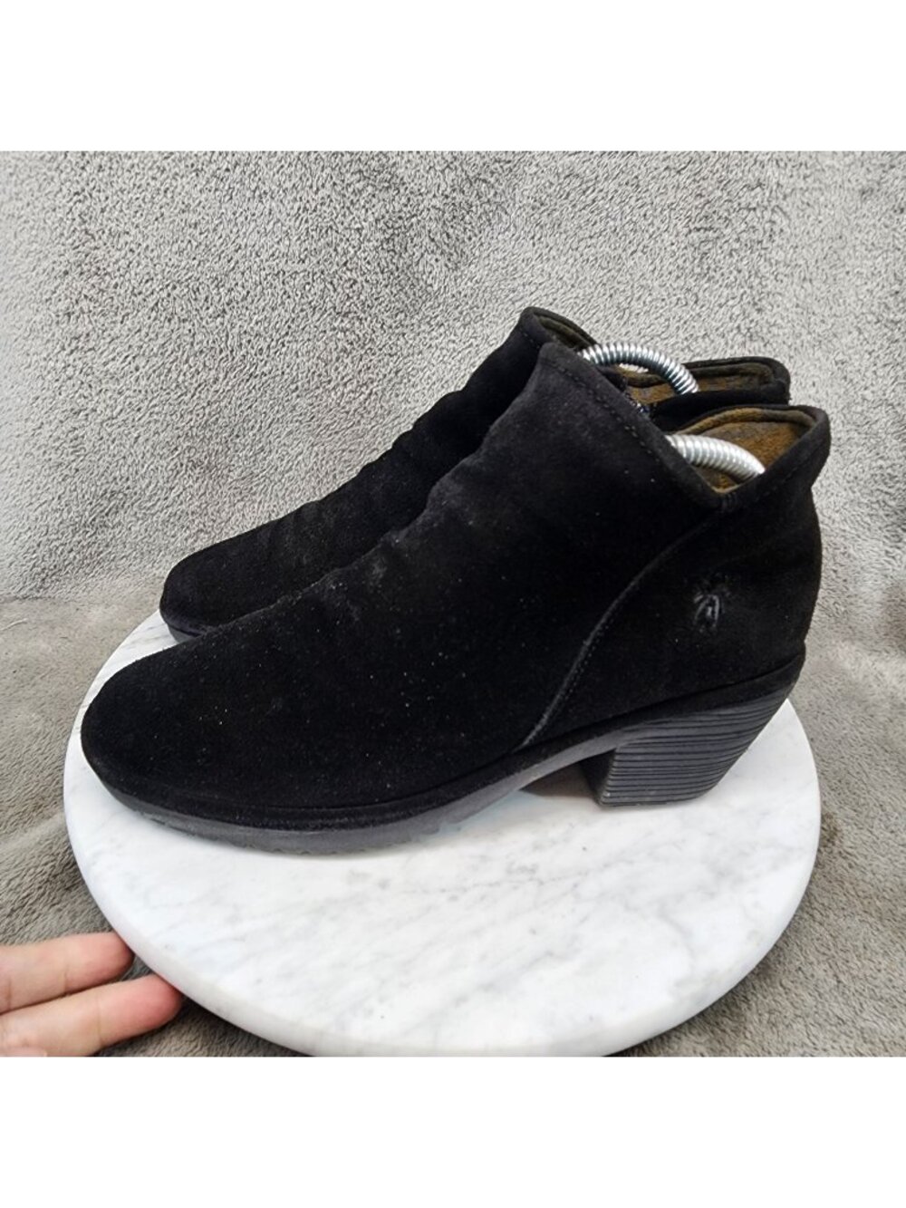 Fly London Shoes Womens Size 8.5 Wezo Black Suede Ankle Boots *Read*